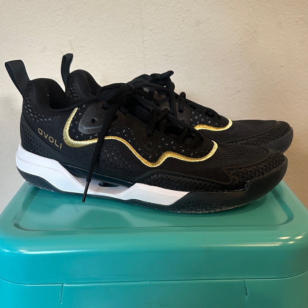 Women's Black and Gold Athletic Shoes